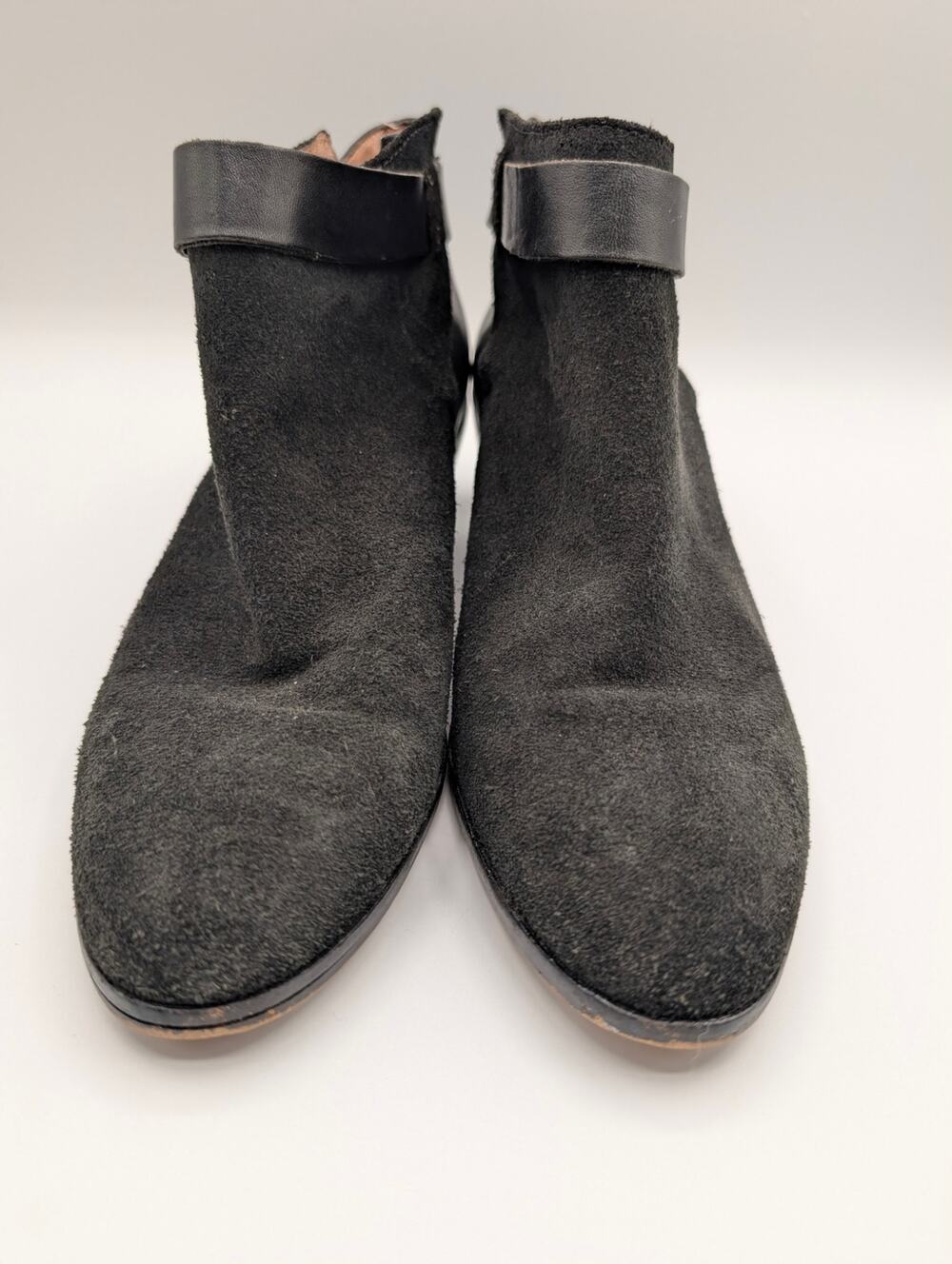 Madewell The Collar-Stud Boot Black Suede Booties 8.5